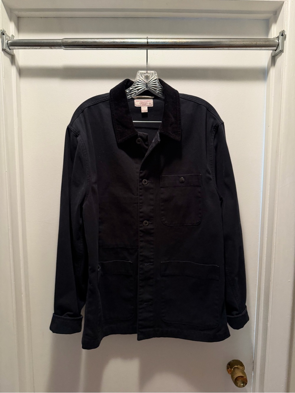 Men's Navy Lightweight Shirt Jacket with Corduroy Collar